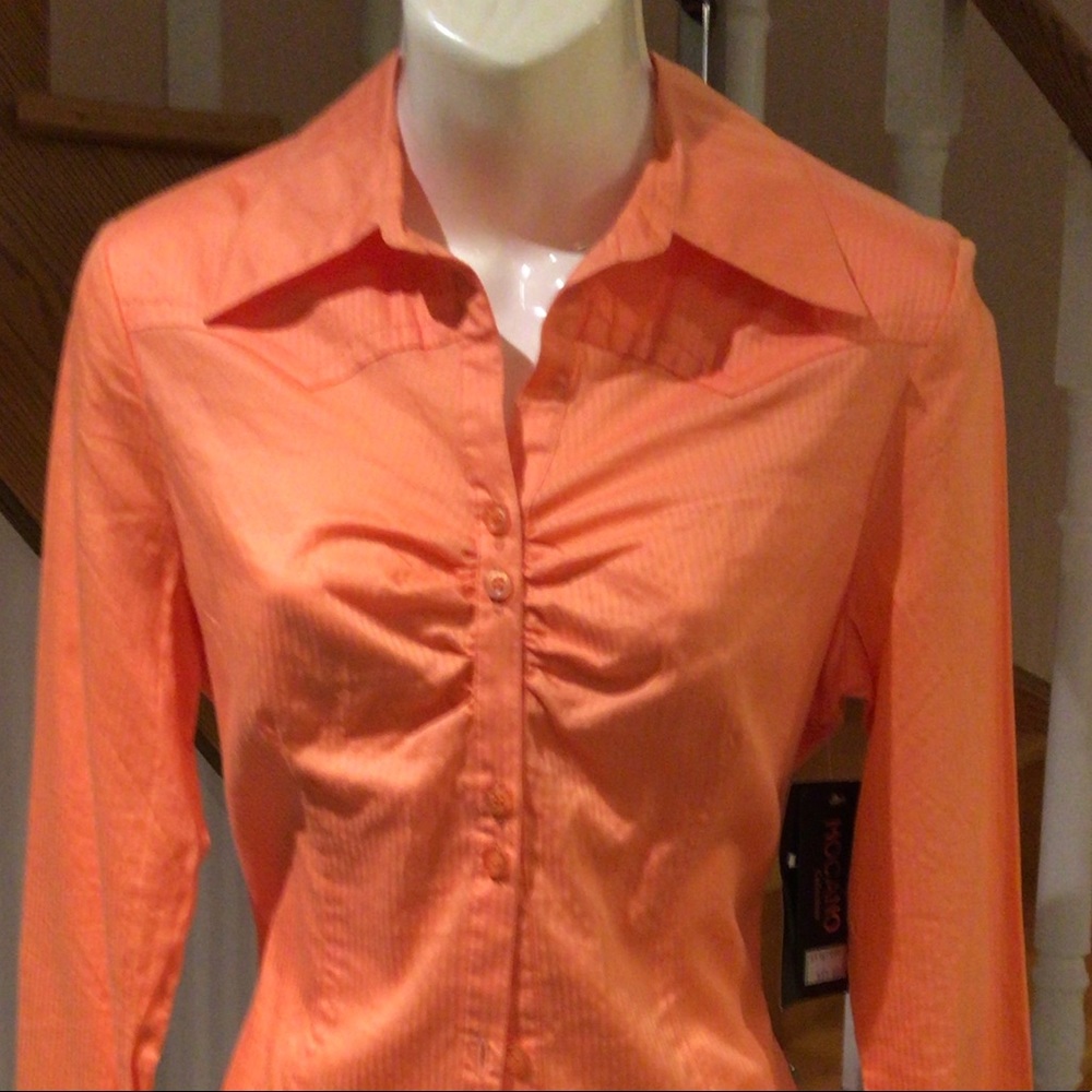 NWT Coral Long sleeve button down shirt with gathering - Picture 2 of 4